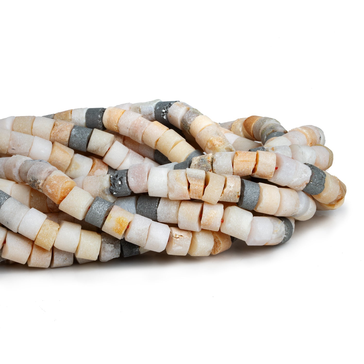 8mm Matte Pink Peruvian Opal Heishis 15 inch 65 beads - The Bead Traders