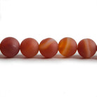 8mm Matte Red Agate plain round beads 14.5 inch 47 pieces - The Bead Traders