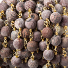 8mm Matte Red Howlite faceted round Gold Chain by the foot 19 pieces - The Bead Traders