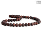 8mm Matte Red Tiger's Eye Plain Rounds 15 inch 45 beads - The Bead Traders