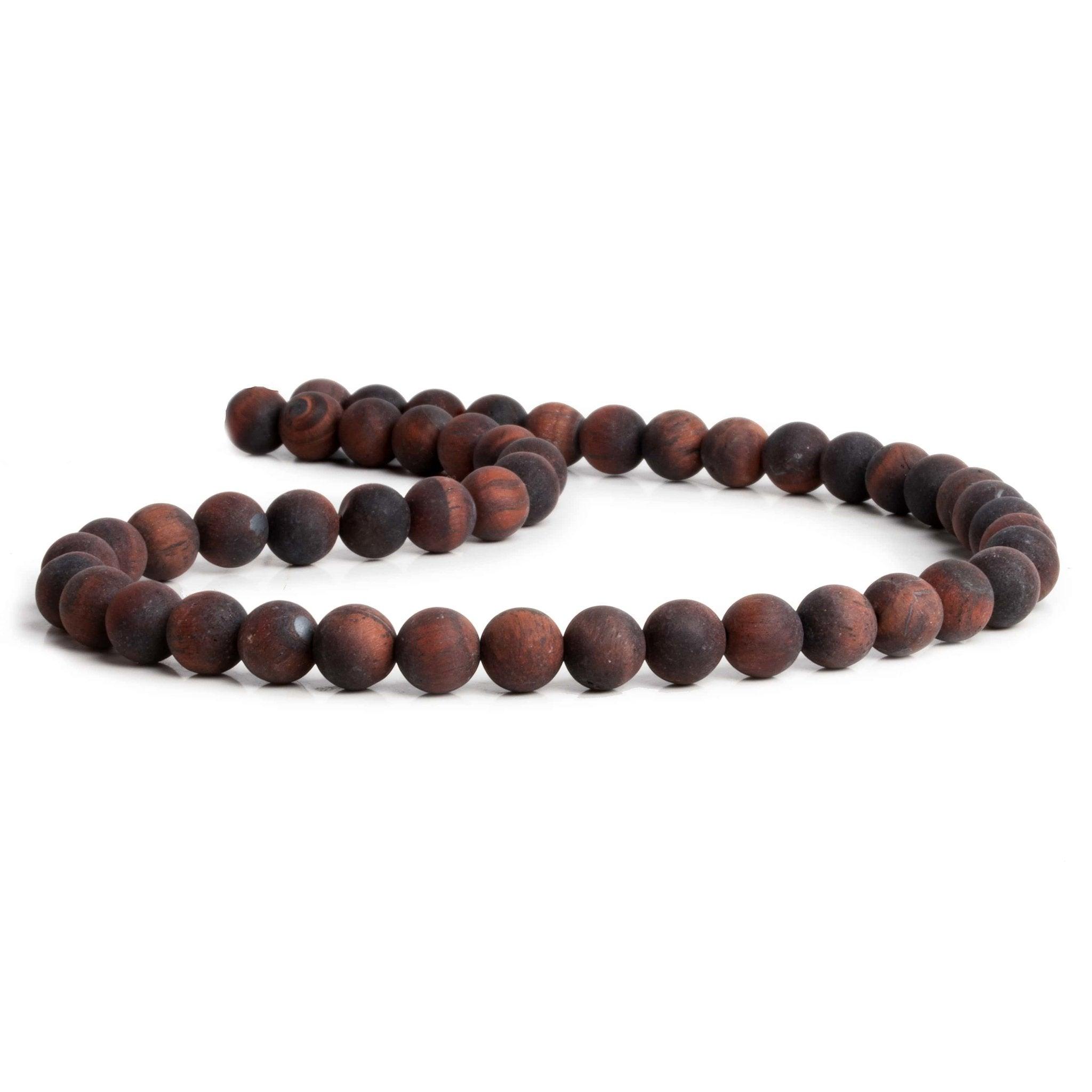 8mm Matte Red Tiger's Eye Plain Rounds 15 inch 45 beads - The Bead Traders