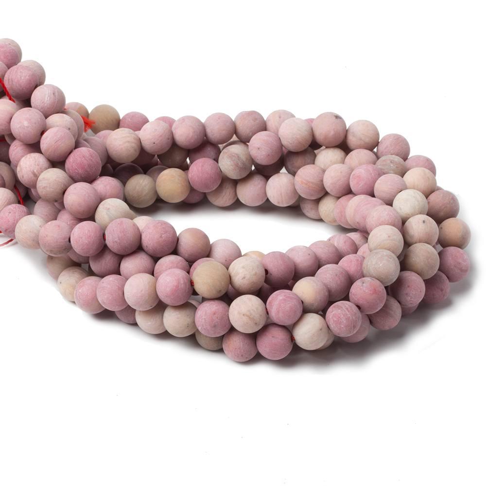 8mm Matte Rhodonite plain round beads 15 inch 46 pieces - The Bead Traders