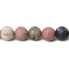 8mm Matte Rhodonite with Veining plain round beads 15 inch 46 pieces - The Bead Traders