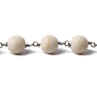 8mm Matte River Stone Jasper Black Gold Chain by the foot 22 pieces - The Bead Traders