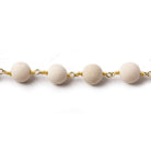 8mm Matte River Stone Jasper plain round Gold plated Chain by the foot 21 pieces - The Bead Traders