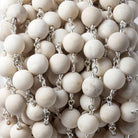 8mm Matte River Stone plain round Silver Chain by the foot 21 pieces - The Bead Traders