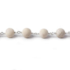 8mm Matte River Stone plain round Silver Chain by the foot 21 pieces - The Bead Traders