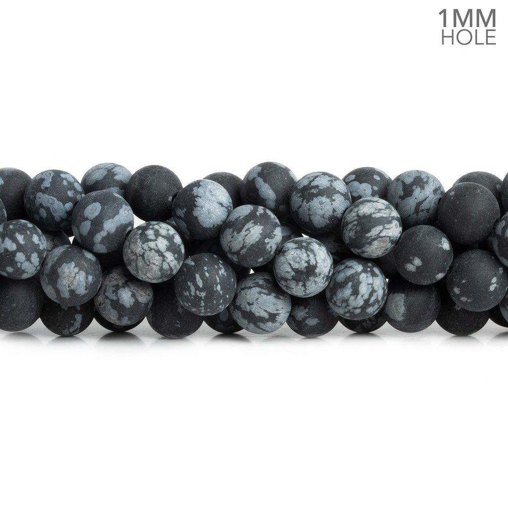 8mm Matte Snowflake Obsidian 15 inch 45 beads - The Bead Traders