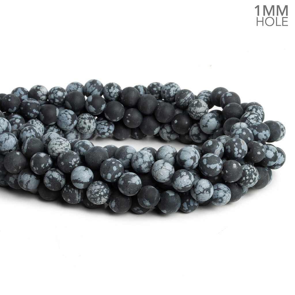 8mm Matte Snowflake Obsidian 15 inch 45 beads - The Bead Traders