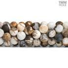 8mm Matte White & Brown Fire Agate Rounds 45 beads - The Bead Traders