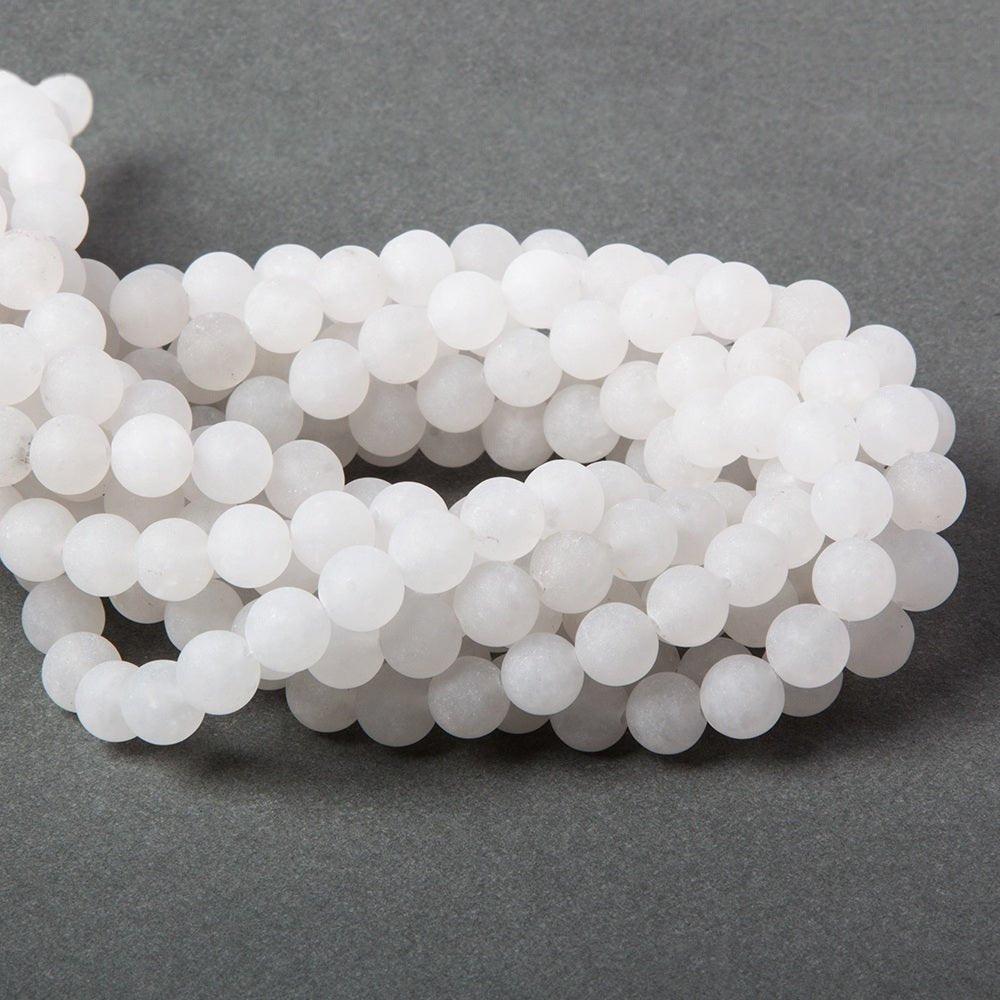 8mm Matte White Jade plain round beads 15 inch 47 pieces - The Bead Traders