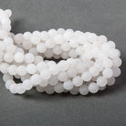 8mm Matte White Jade plain round beads 15 inch 47 pieces - The Bead Traders