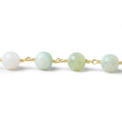 8mm Mint Green banded Agate faceted round Gold plated Chain by the foot 21 pieces - The Bead Traders