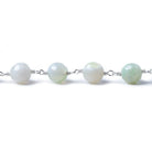 8mm Mint Green banded Agate faceted round Silver plated Chain by the foot 21 pieces - The Bead Traders