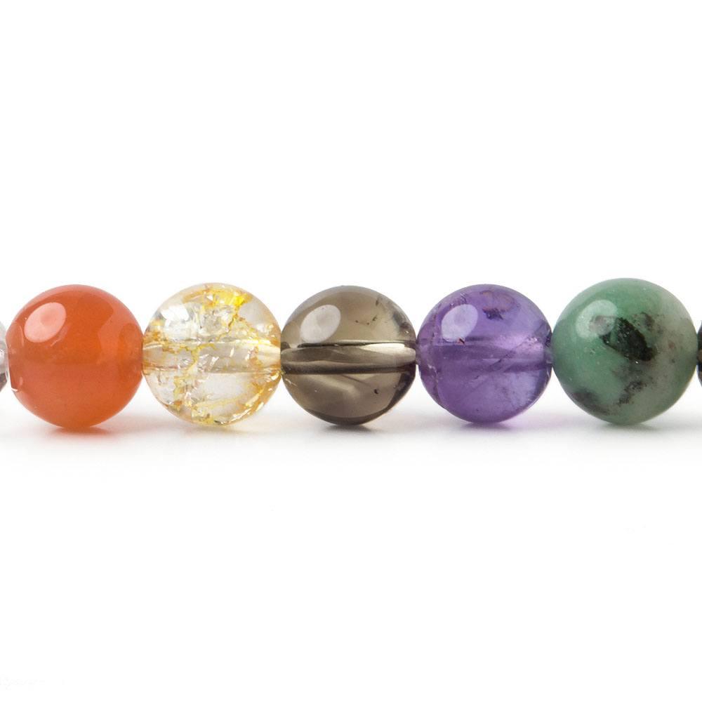 8mm Mixed Gemstone plain round beads 15 inch 50 pieces - The Bead Traders