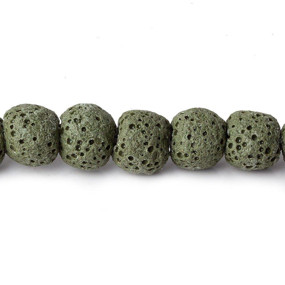 8mm Moss Green Lava Rock plain rounds 16 inch 51 beads - The Bead Traders
