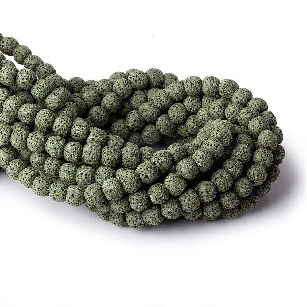 Buy 8mm Grass Green Lava Rock plain rounds 16 inch 51 beads Online