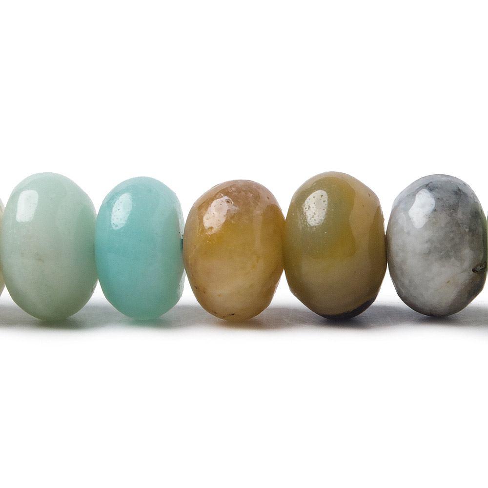 8mm Multi Color Amazonite plain rondelle beads 16 inch 70 pieces - The Bead Traders