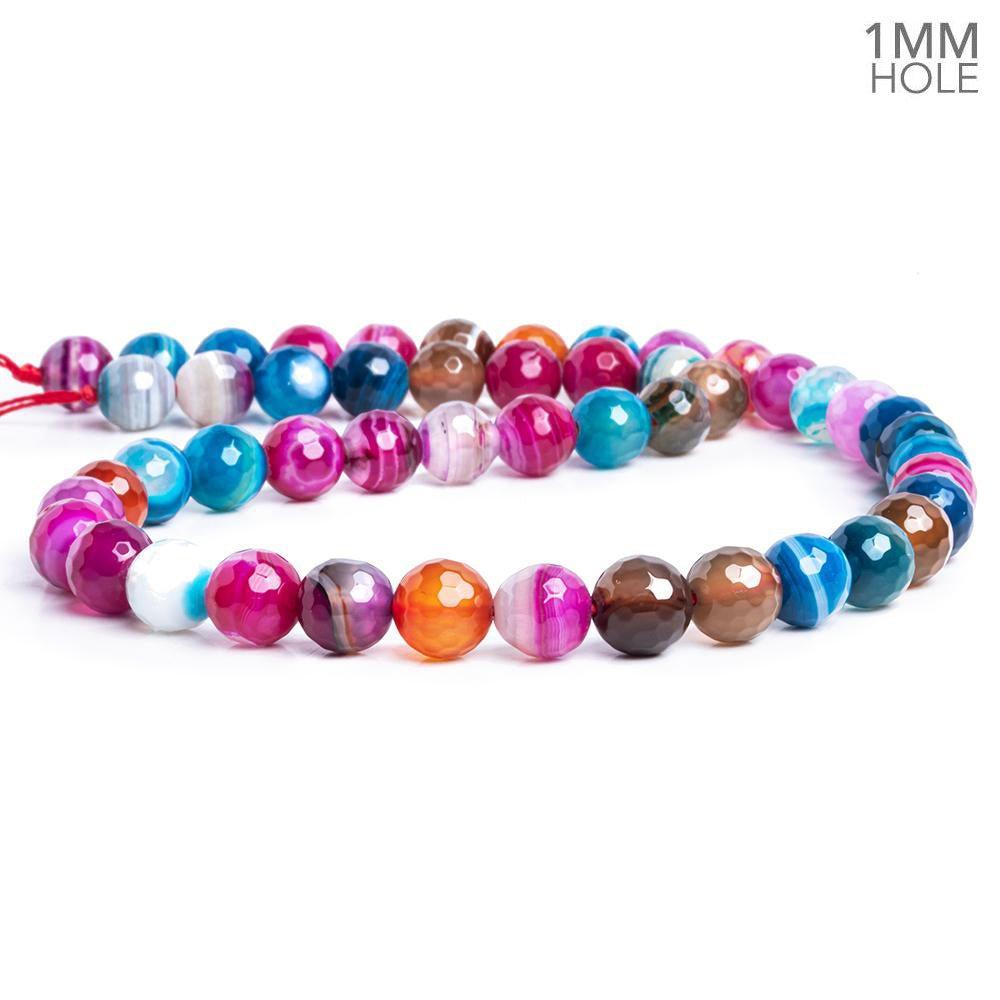 8mm Multi Color Banded Agate Faceted Round Beads 15.5 inch 49 pieces - The Bead Traders