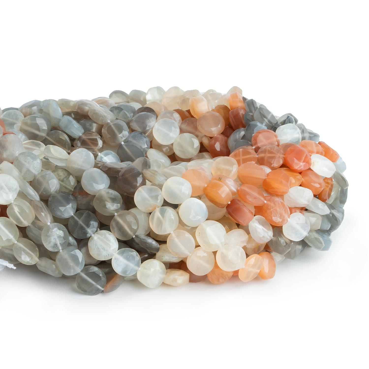 8mm Multi Color Moonstone Coins 14 inch 41 beads - The Bead Traders