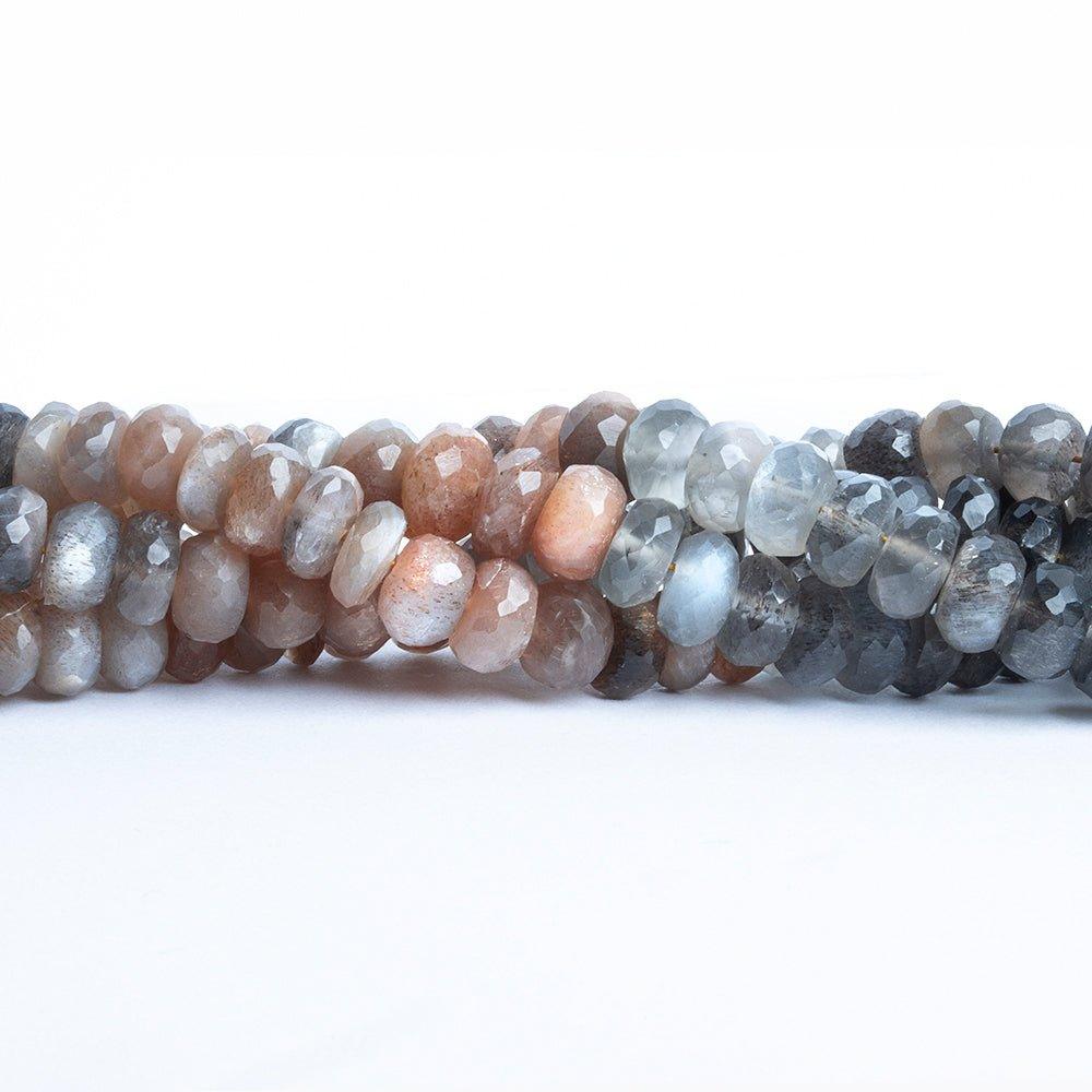 8mm Multi Color Moonstone Faceted Rondelle Beads 10 inch 65 pieces - The Bead Traders