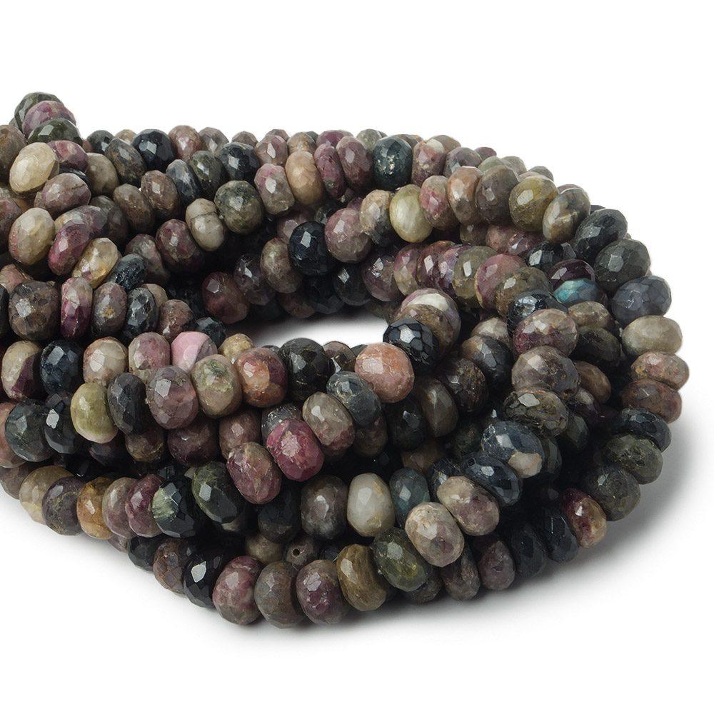 8mm Multi Color Tourmaline faceted rondelle beads 13.5 inch 61 pieces - The Bead Traders