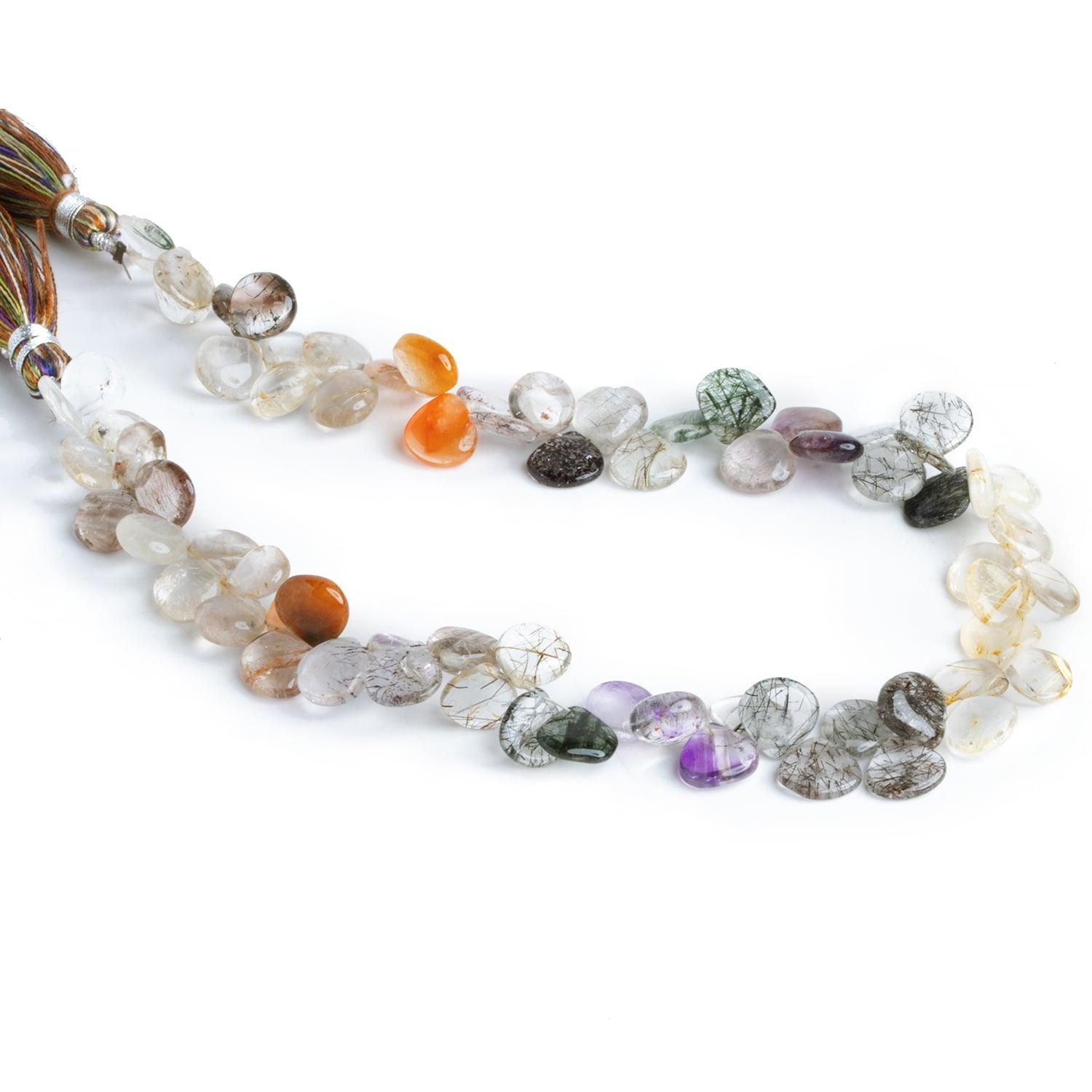 8mm Multi Gemstone Plain Hearts 11 inch 68 beads - The Bead Traders
