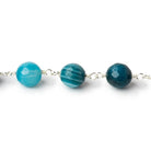 8mm Multi-tonal Blue Banded Agate faceted round Silver plated Chain by the foot 22 pieces - The Bead Traders