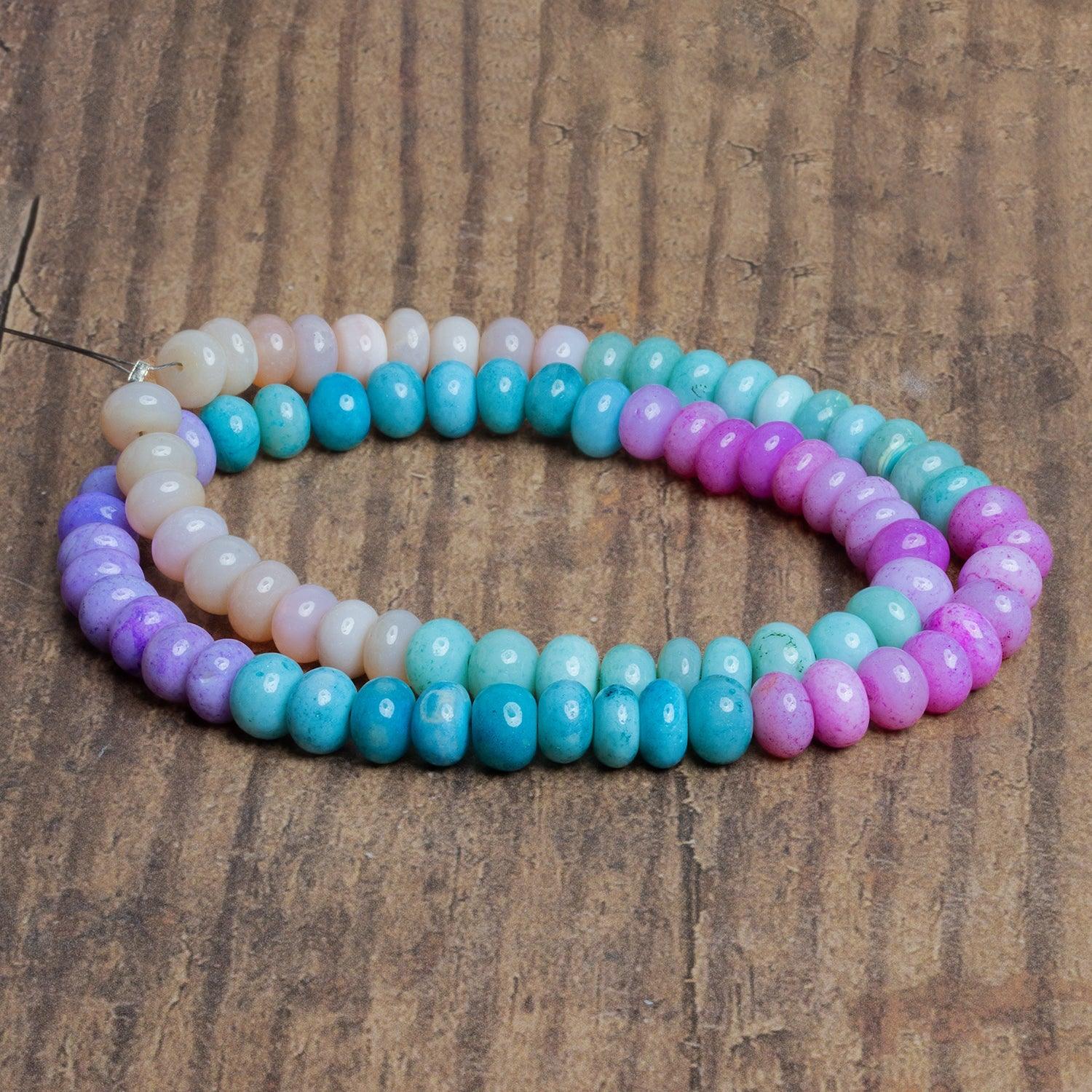 8mm Multicolor Opal Plain Rondelles 16 inch 80 beads - The Bead Traders