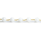 8mm Mystic White Quartz Round Gold Chain by the Foot 23 pieces - The Bead Traders