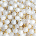 8mm Mystic White Quartz Round Gold Chain by the Foot 23 pieces - The Bead Traders