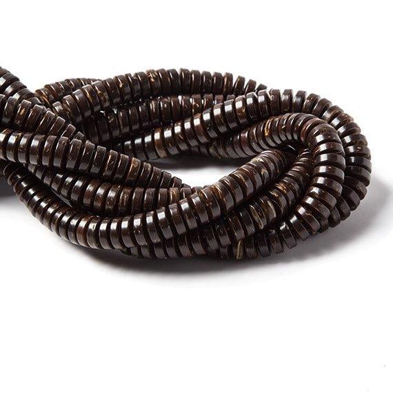 8mm Natural Brown Coconut Shell plain Heishi Beads 12 inches 110 pieces - The Bead Traders