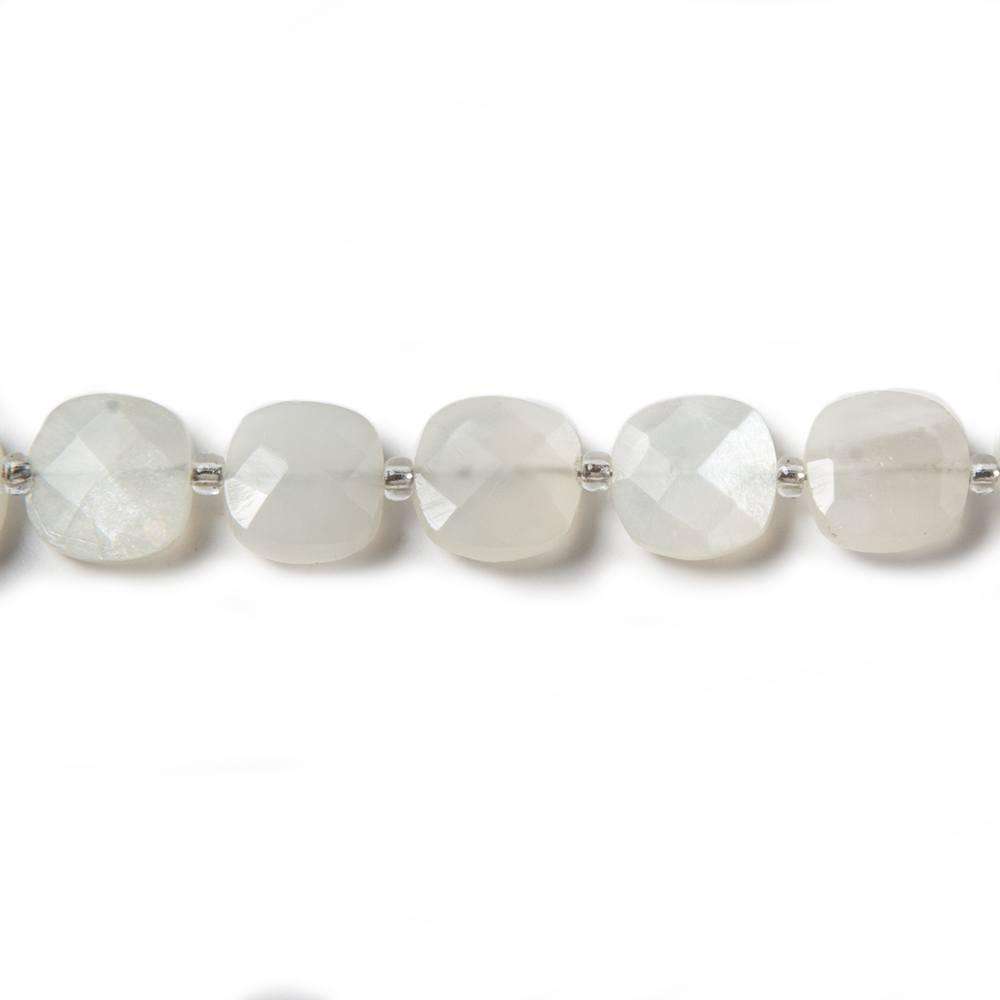 8mm Off White Moonstone faceted pillow beads 14 inch 30 pieces - The Bead Traders
