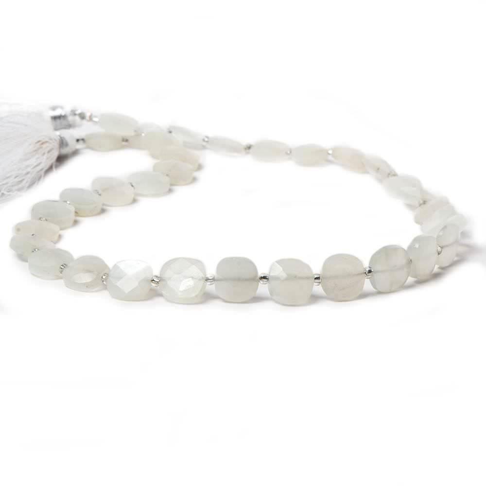 8mm Off White Moonstone faceted pillow beads 14 inch 30 pieces - The Bead Traders