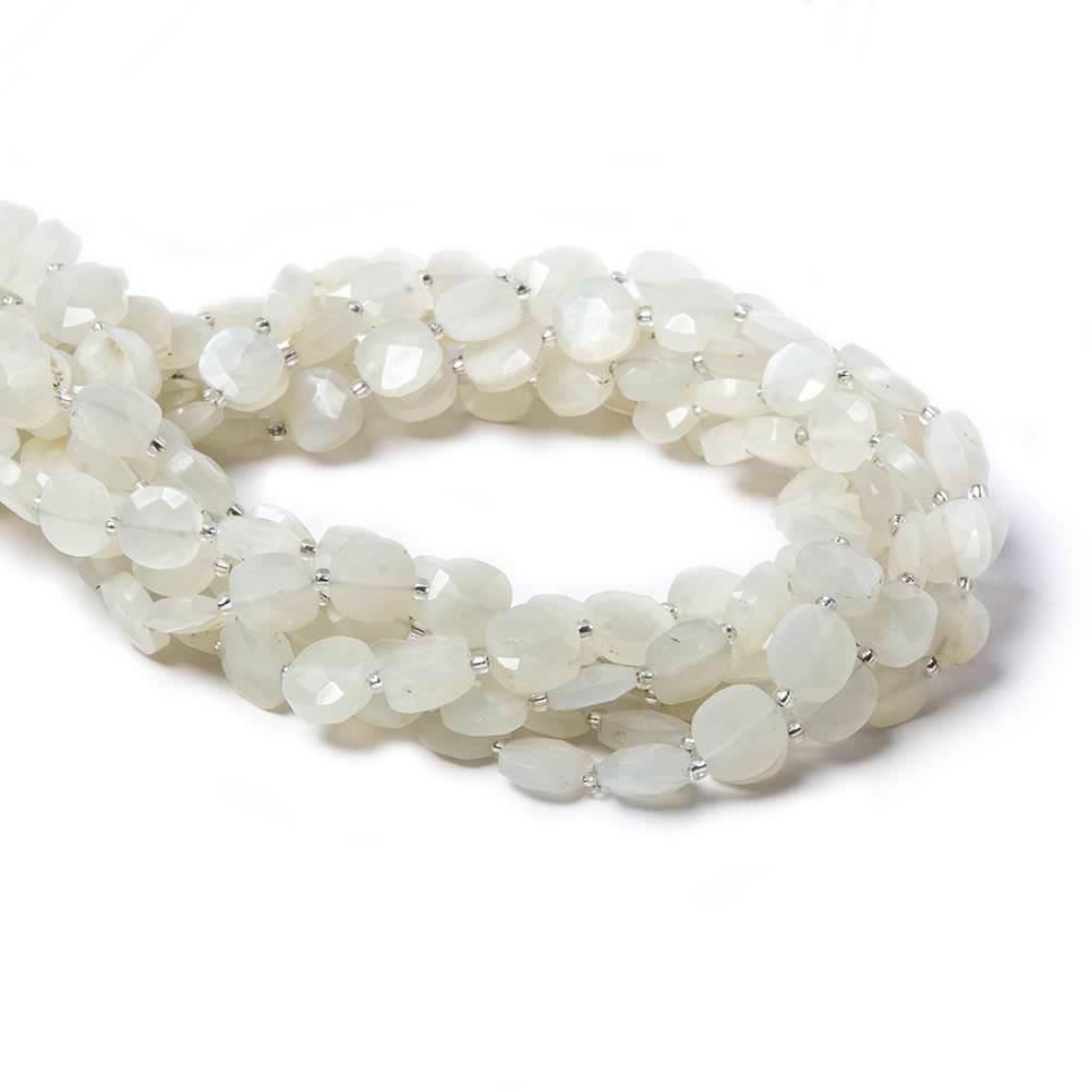 8mm Off White Moonstone faceted pillow beads 14 inch 30 pieces - The Bead Traders
