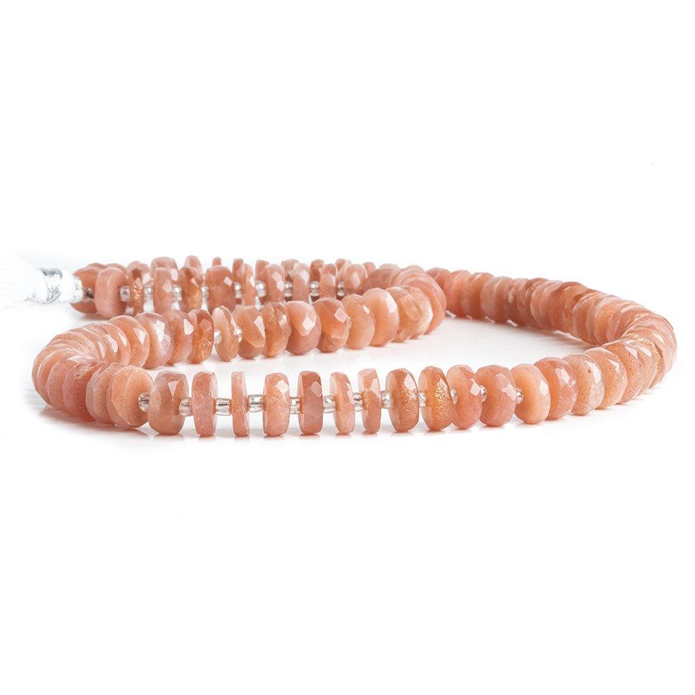 8mm Peach Moonstone Faceted Heishi Beads 16 inch 90pieces - The Bead Traders
