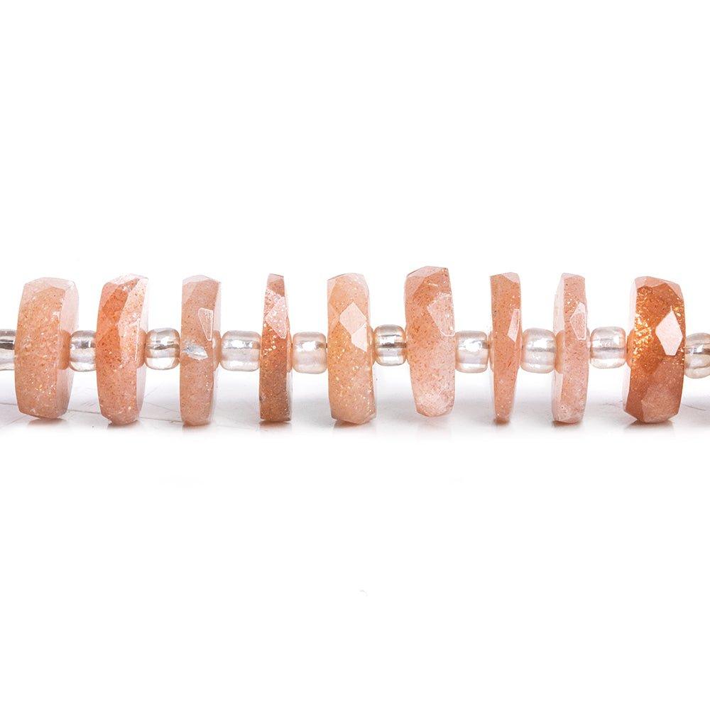 8mm Peach Moonstone Faceted Heishi Beads 16 inch 90pieces - The Bead Traders