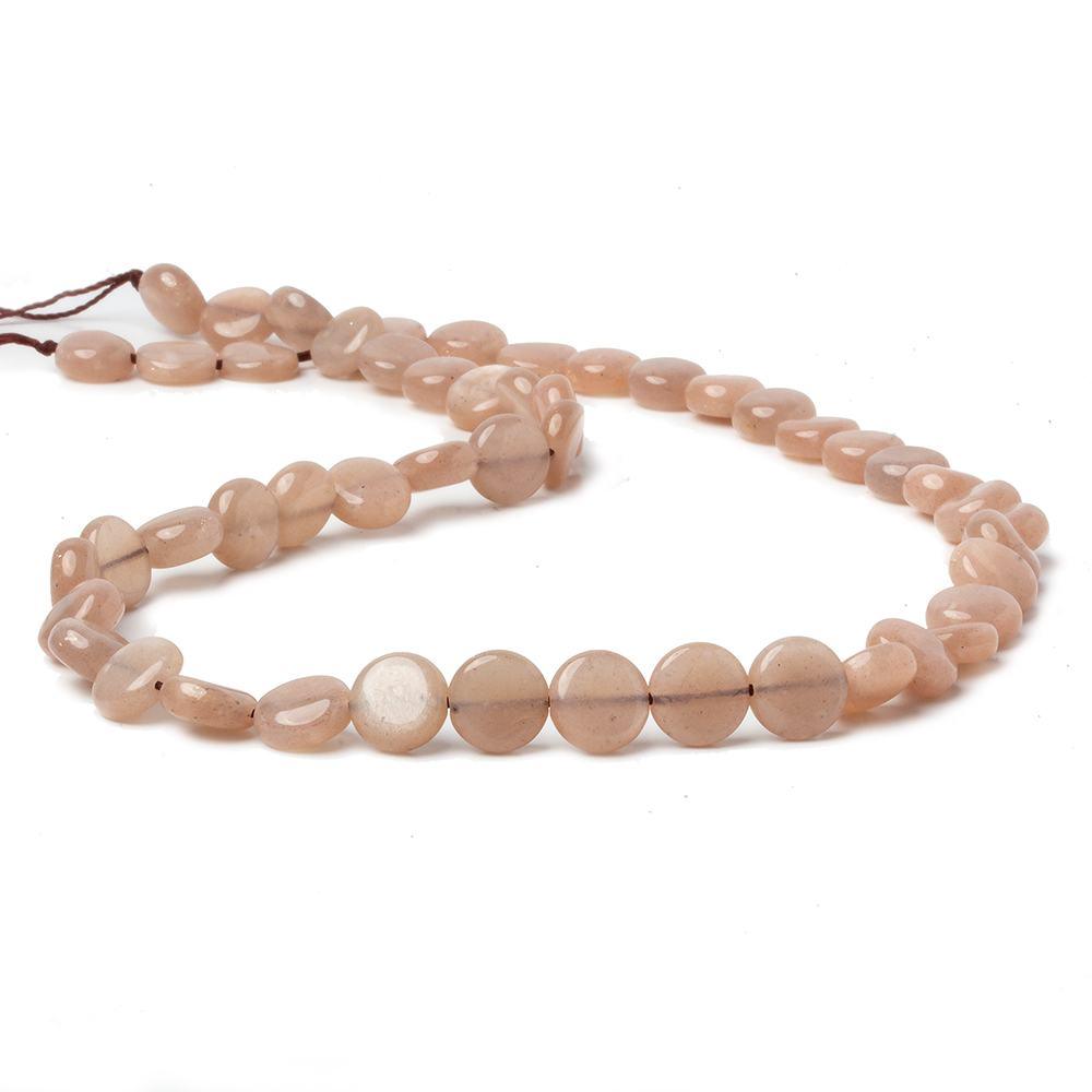 8mm Peachy Brown Moonstone Plain Coins 16 inch 50 beads AA - The Bead Traders