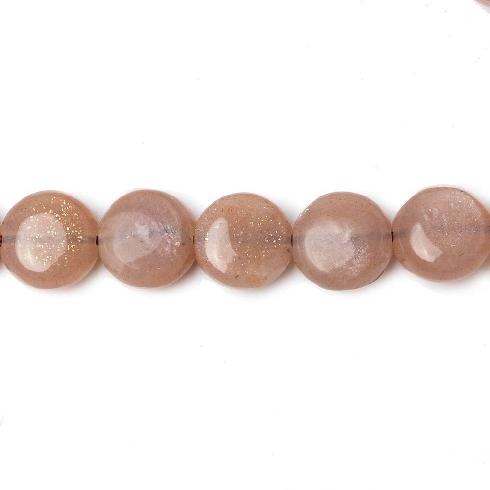8mm Peachy Brown Moonstone Plain Coins 16 inch 50 beads AA - The Bead Traders