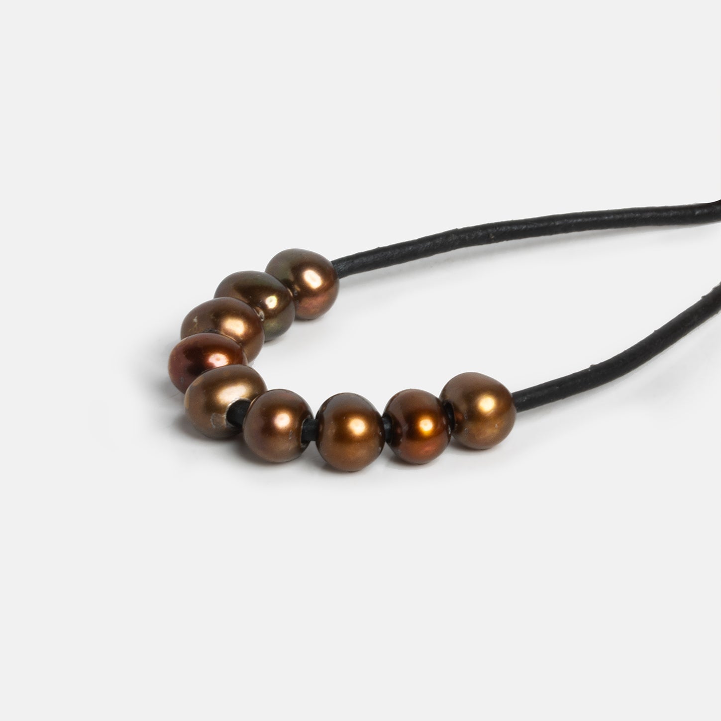 8mm Pecan Brown Large Hole Off Round Freshwater Pearl 15 inch 64 pieces - The Bead Traders