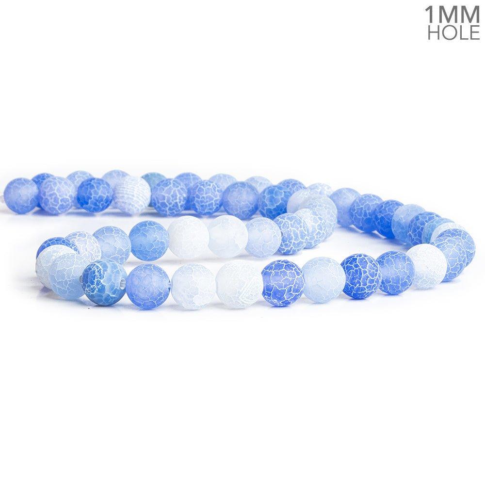 8mm Periwinkle Blue Crackled Agate Plain Round Beads 14 inch 45 pieces - The Bead Traders