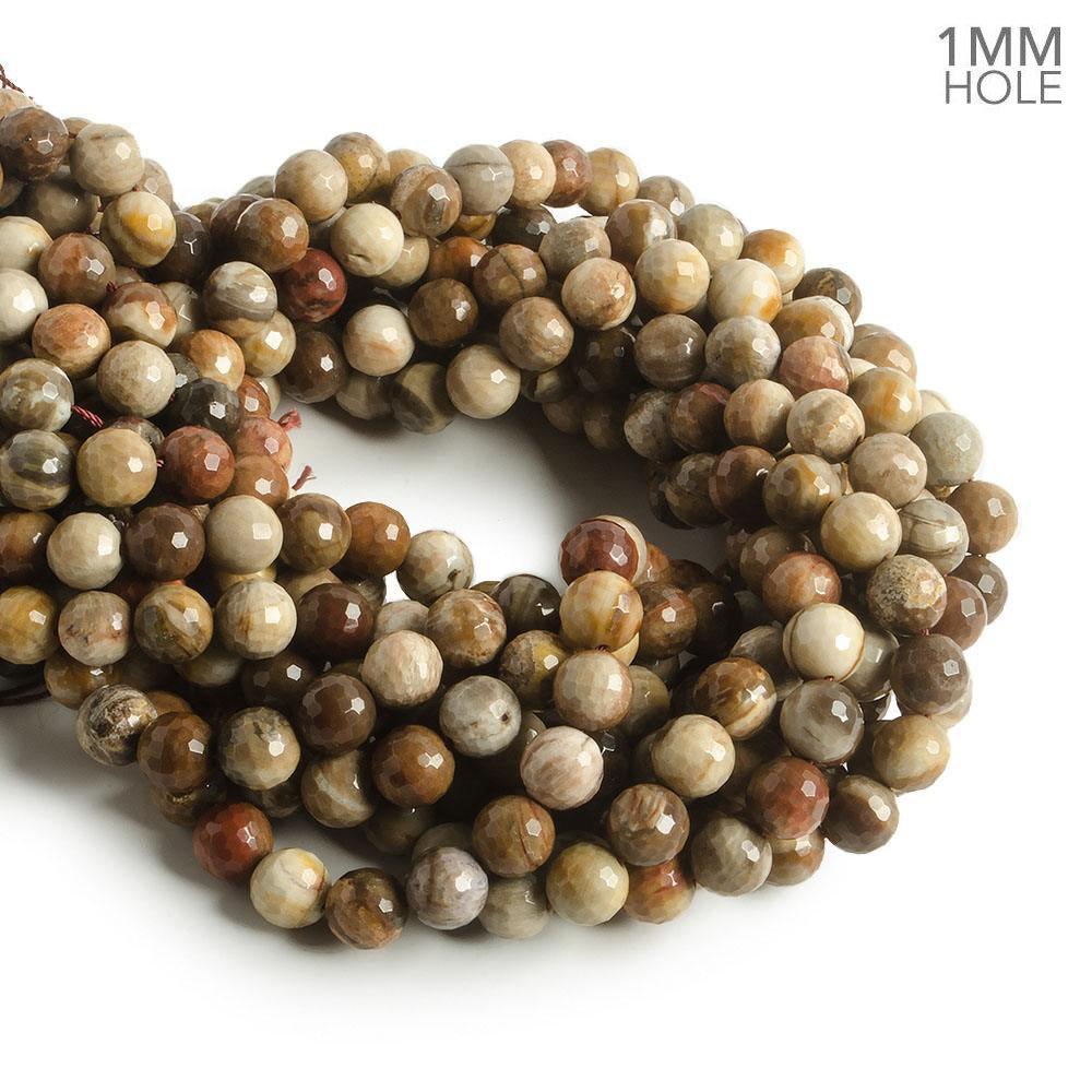 8mm Petrified Wood Jasper faceted rounds 14.5 inch 46 pieces - The Bead Traders