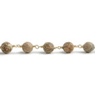 8mm Picture Jasper faceted round Gold plated Chain by the foot 21 beads - The Bead Traders