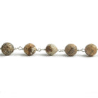 8mm Picture Jasper faceted round Silver plated Chain by the foot 21 beads - The Bead Traders