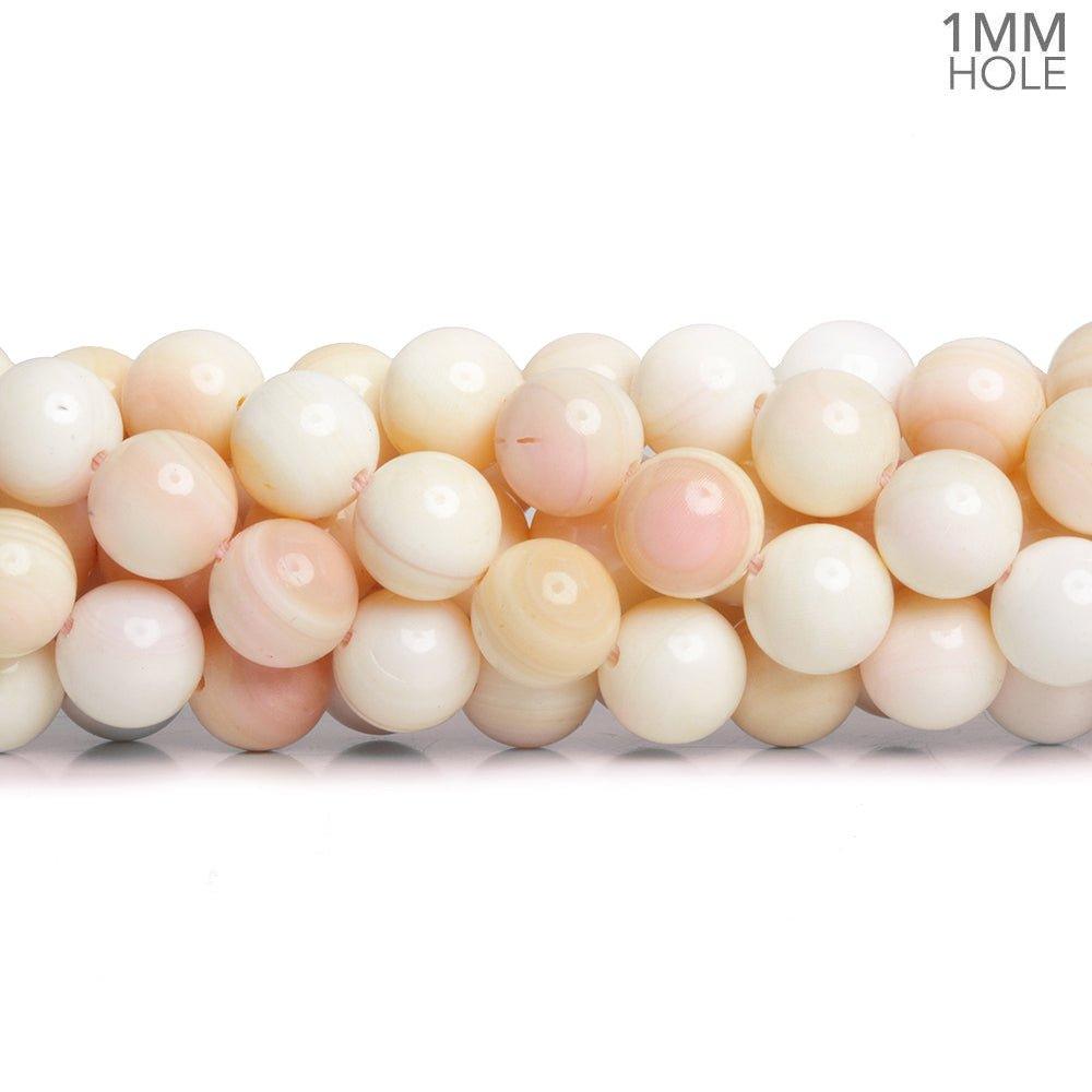 8mm Pink Conch Shell Plain Round Beads 16 inch 50 pieces - The Bead Traders