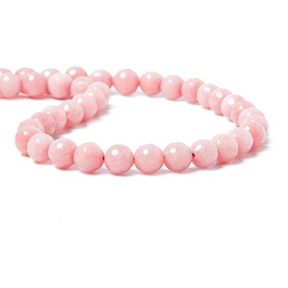 8mm Pink Jade faceted round beads 15 inch 50 pieces - The Bead Traders