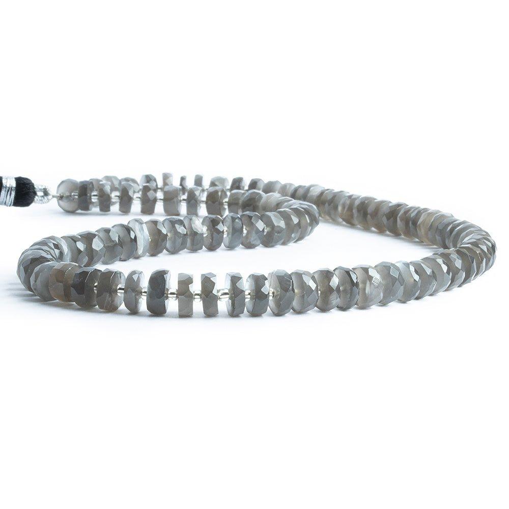 8mm Platinum Gray Moonstone Faceted Rondelle Beads 16 inch 95 pieces - The Bead Traders