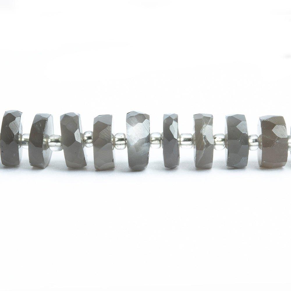 8mm Platinum Gray Moonstone Faceted Rondelle Beads 16 inch 95 pieces - The Bead Traders