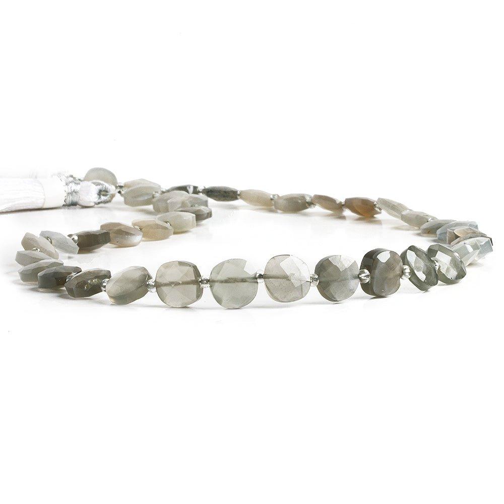 8mm Platinum Grey Moonstone faceted pillow beads 14 inch 38 pieces - The Bead Traders