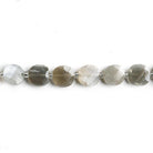 8mm Platinum Grey Moonstone faceted pillow beads 14 inch 38 pieces - The Bead Traders